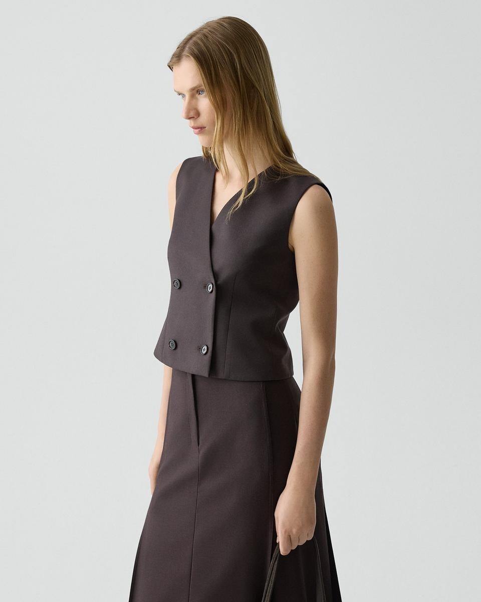 Shrunken Double-Breasted Vest in Sleek Flannel