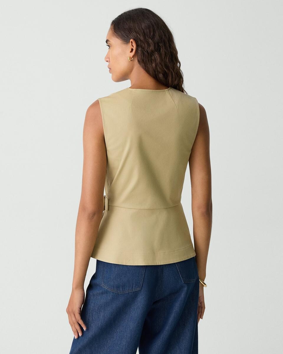 Sleeveless Wrap Top in Cotton Chino