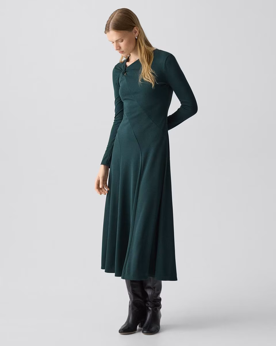 Twist Neck Dress in Crepe Jersey