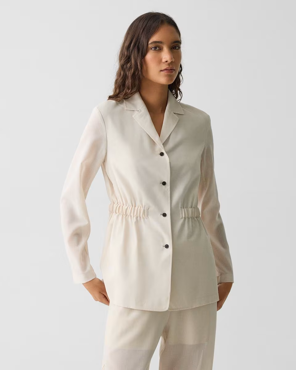 Cinch Waist Jacket in Airy Shirting