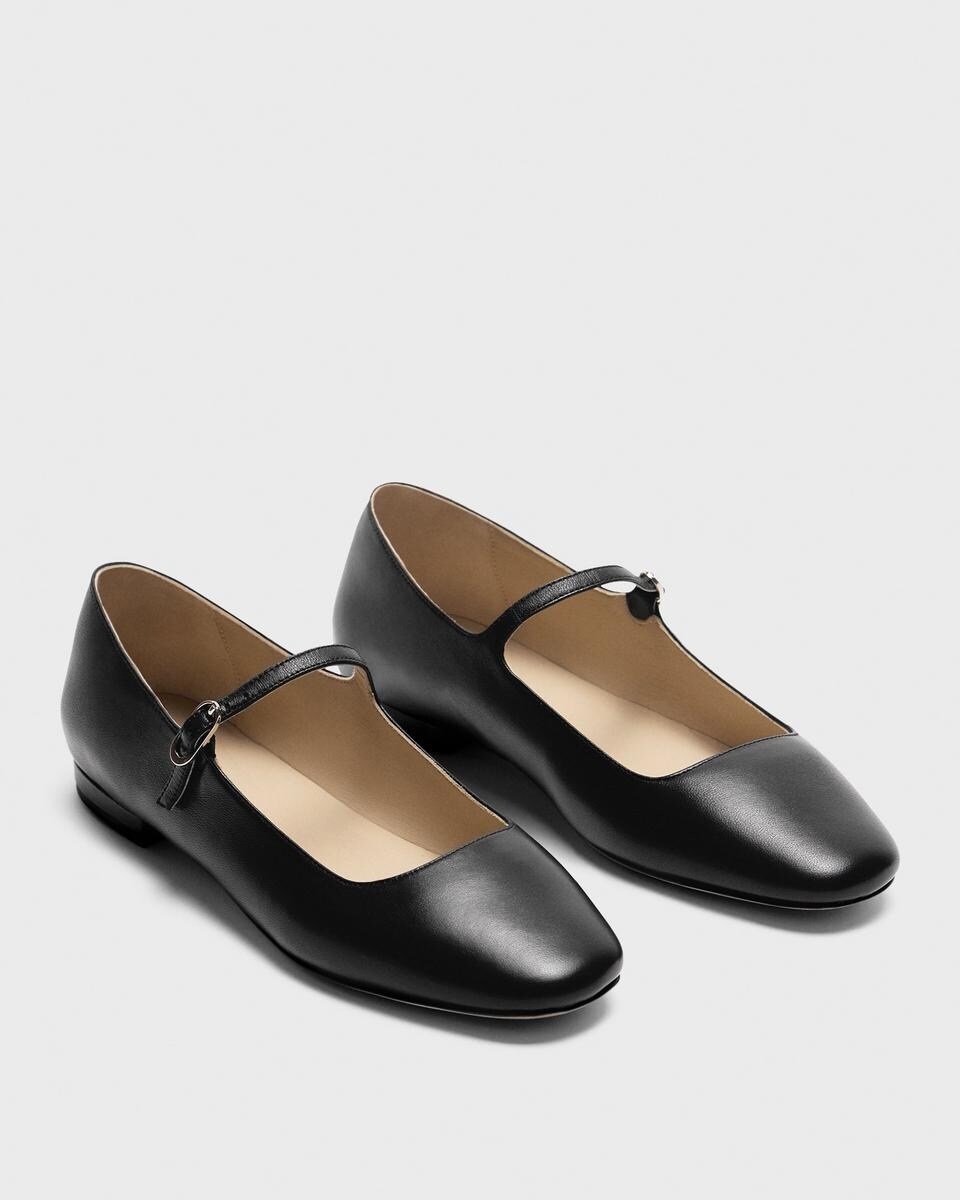 Mary Jane Ballerina Flat in Leather