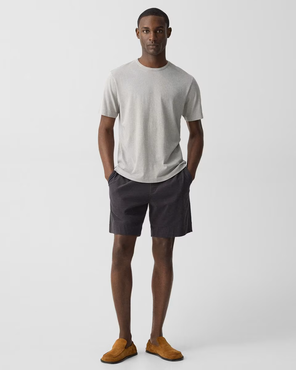 Ribbed Crewneck Tee in Fade Jersey