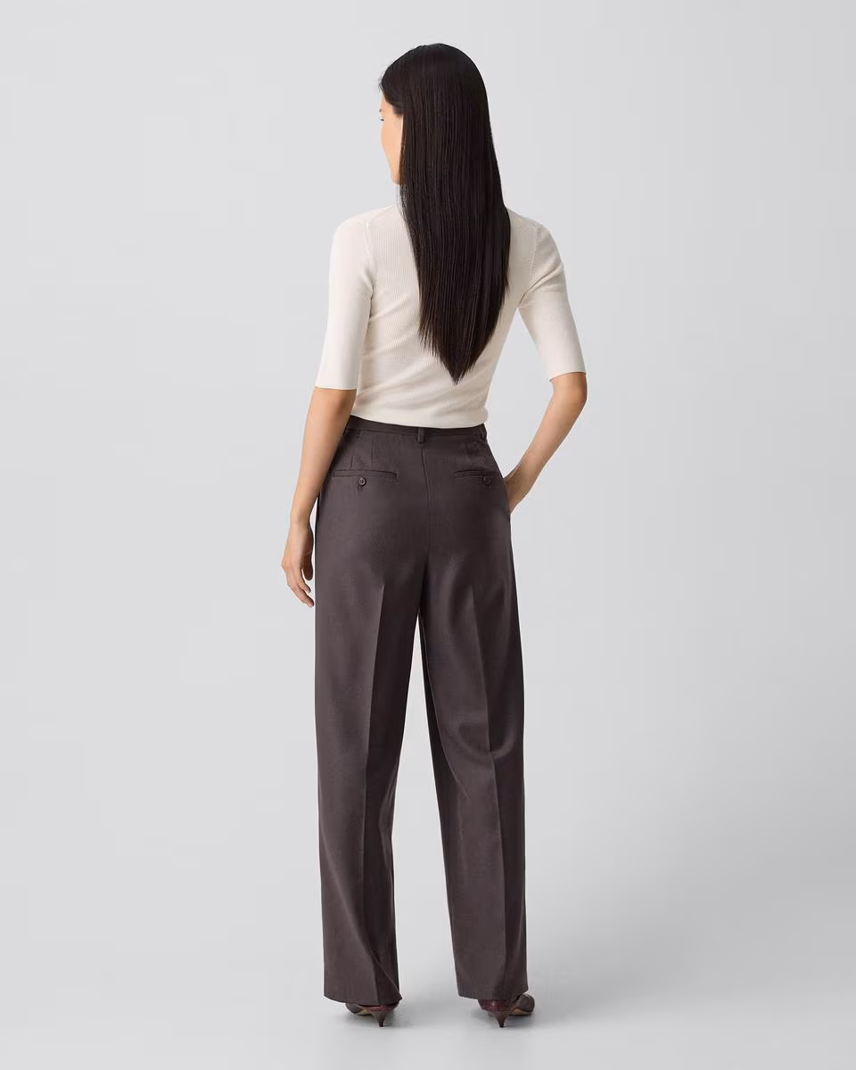 Double Pleat Pant, 33'' in Sleek Flannel