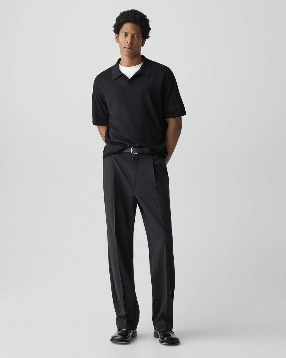 Relaxed Pleat Pant in Stretch Wool