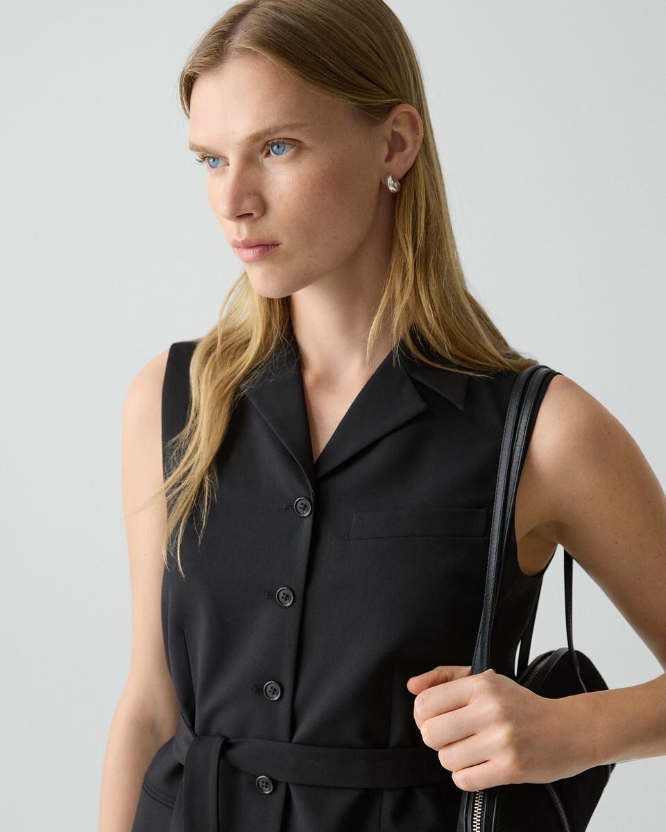 Tie Waist Vest in Good Wool