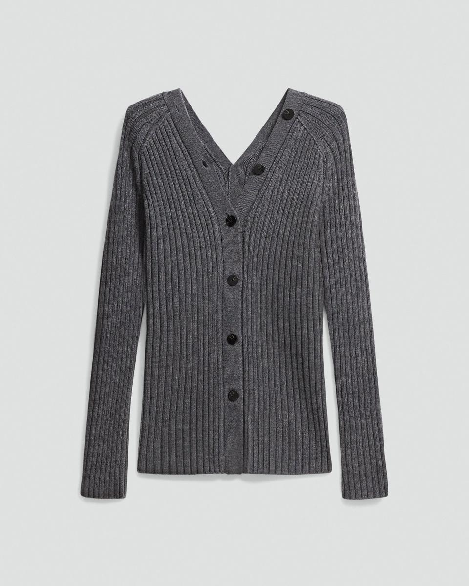 Button-Back Cardigan in Merino Wool