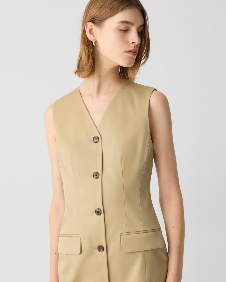 Sleeveless Blazer Dress in Cotton Chino
