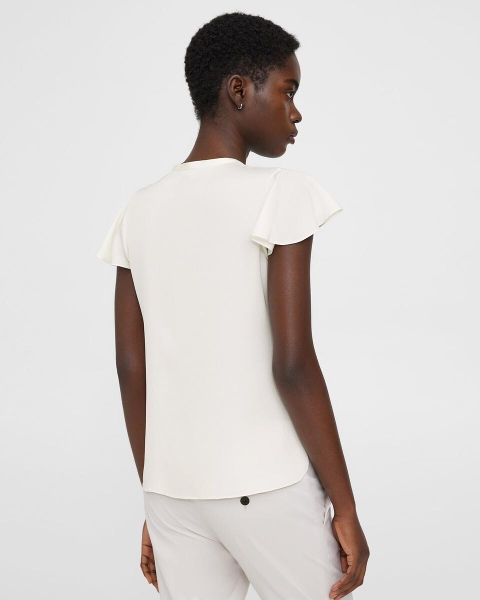 Ruffle Sleeve Top in Silk Georgette