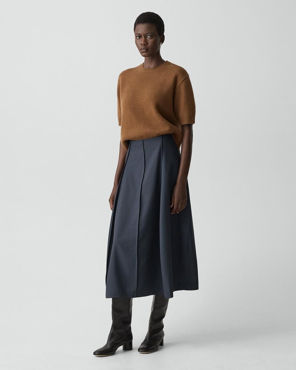 Curved Flare Skirt in City Twill