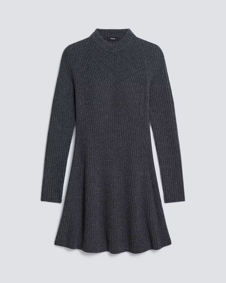 Ribbed Sweater Dress in Felted Wool-Cashmere