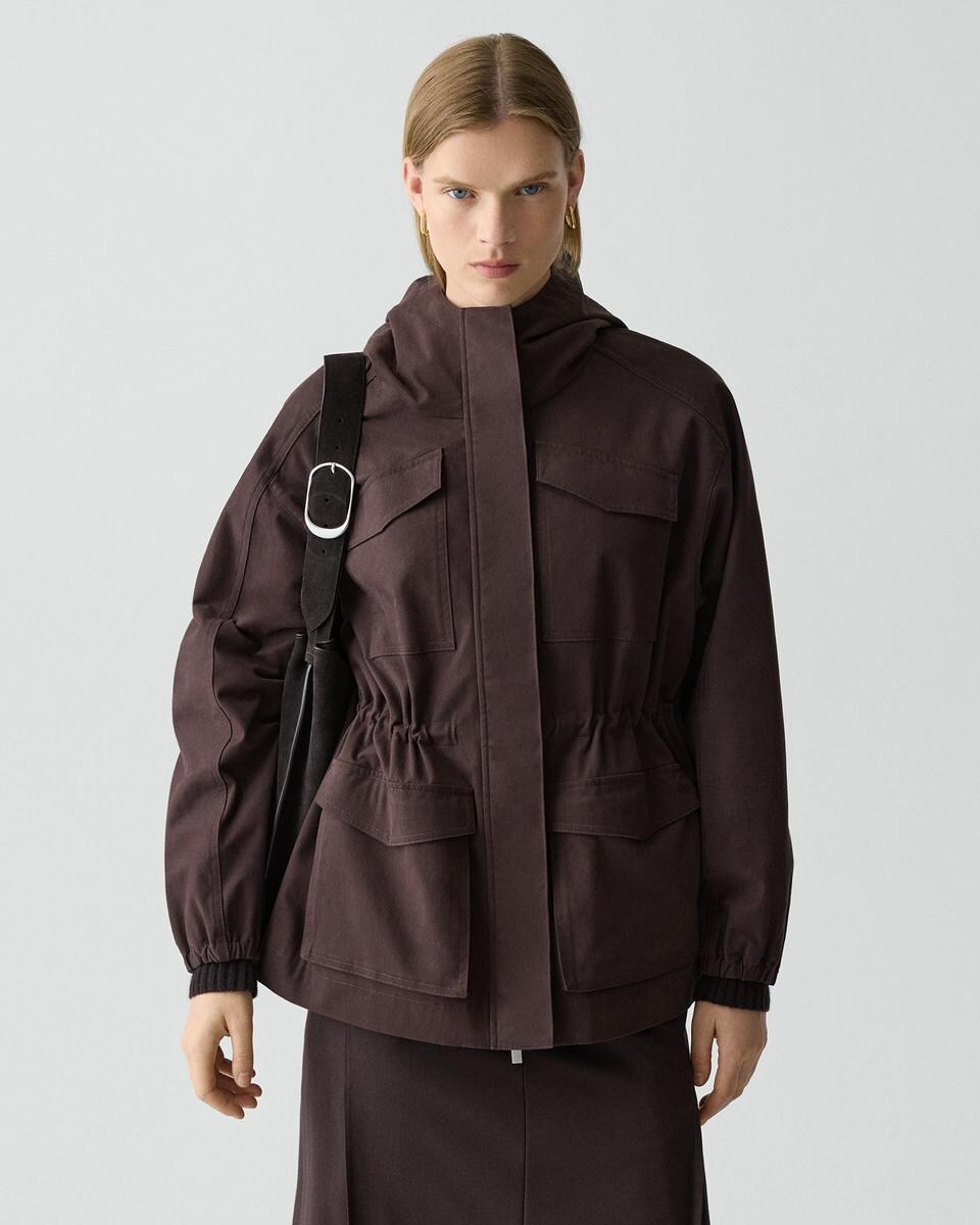 Cinched Windbreaker Jacket in Brushed Chino