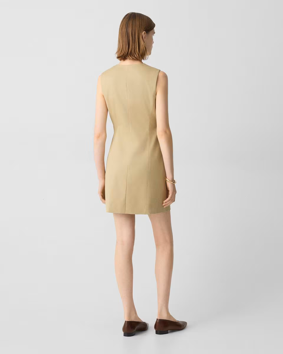 Sleeveless Blazer Dress in Cotton Chino