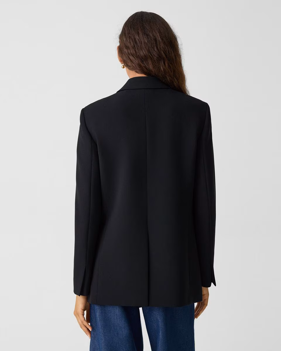 Relaxed Double-Breasted Blazer in Admiral Crepe