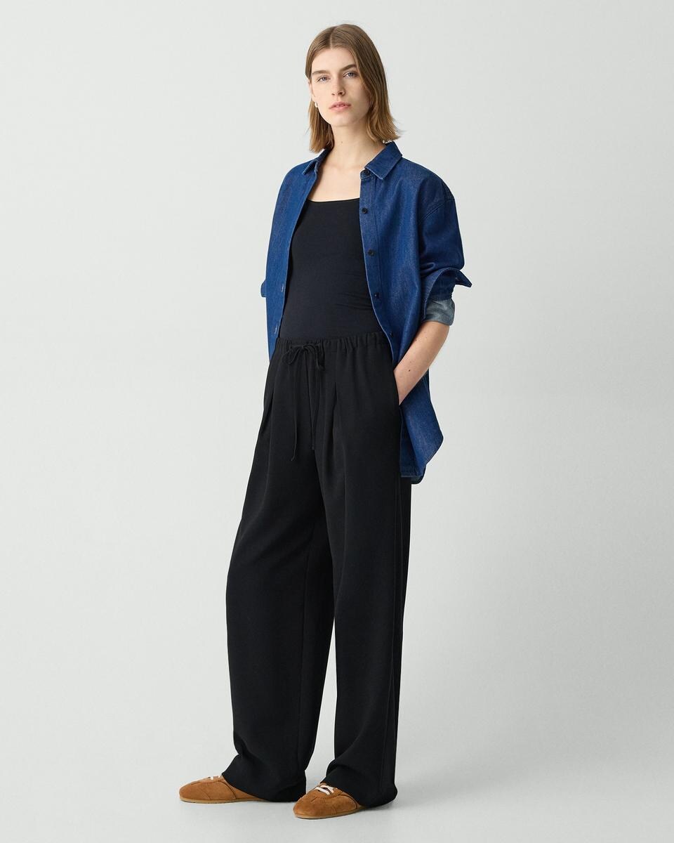 Pleated Pull-On Pant, 30'' in Admiral Crepe