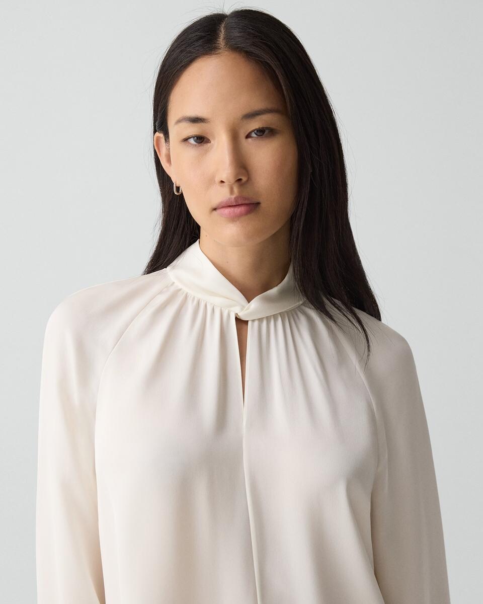 Twist Neck Top in Silk Georgette