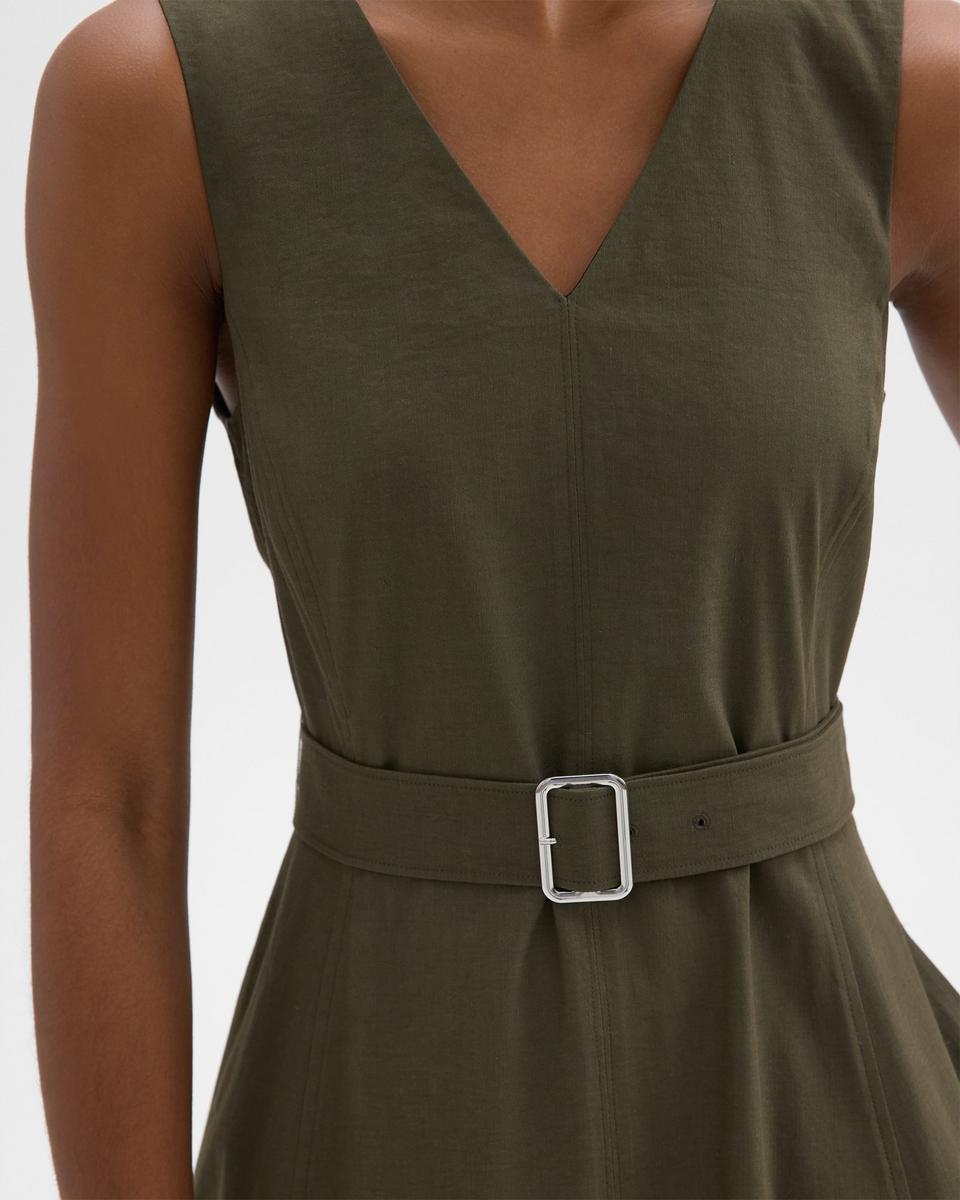 V-Neck Volume Dress in Good Linen