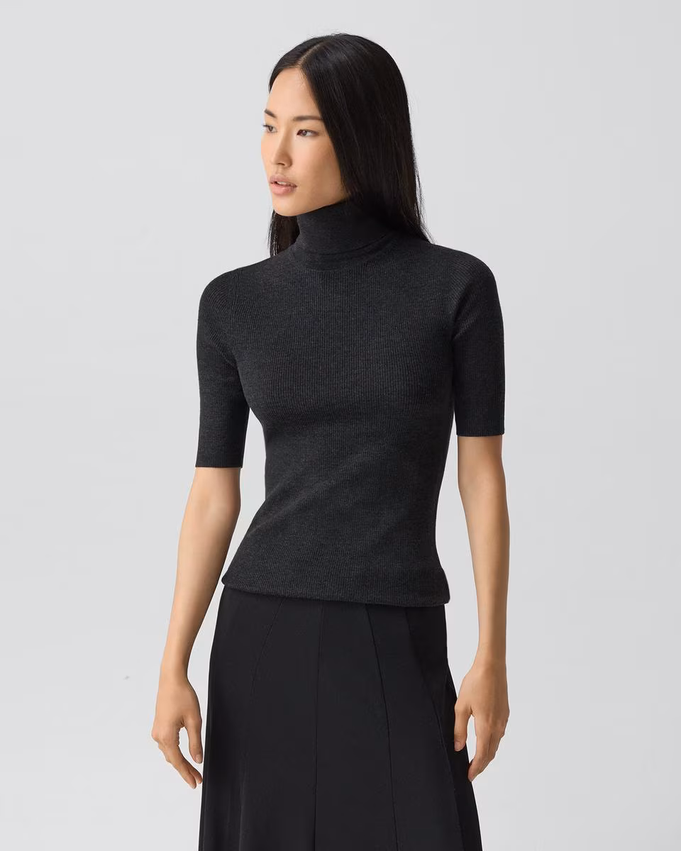 Leenda Short-Sleeve Turtleneck in Regal Wool