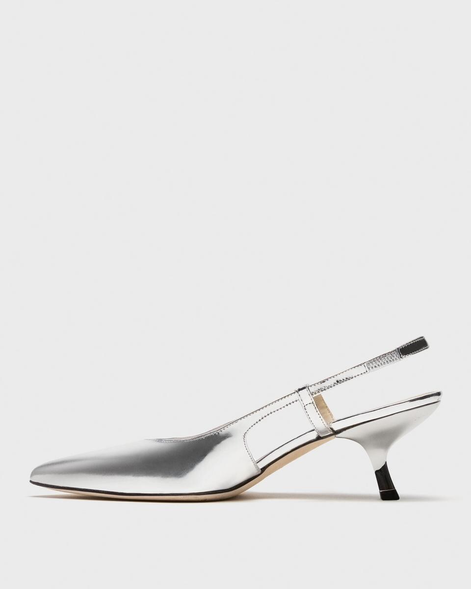 Micro Slingback Pump in Metallic Leather