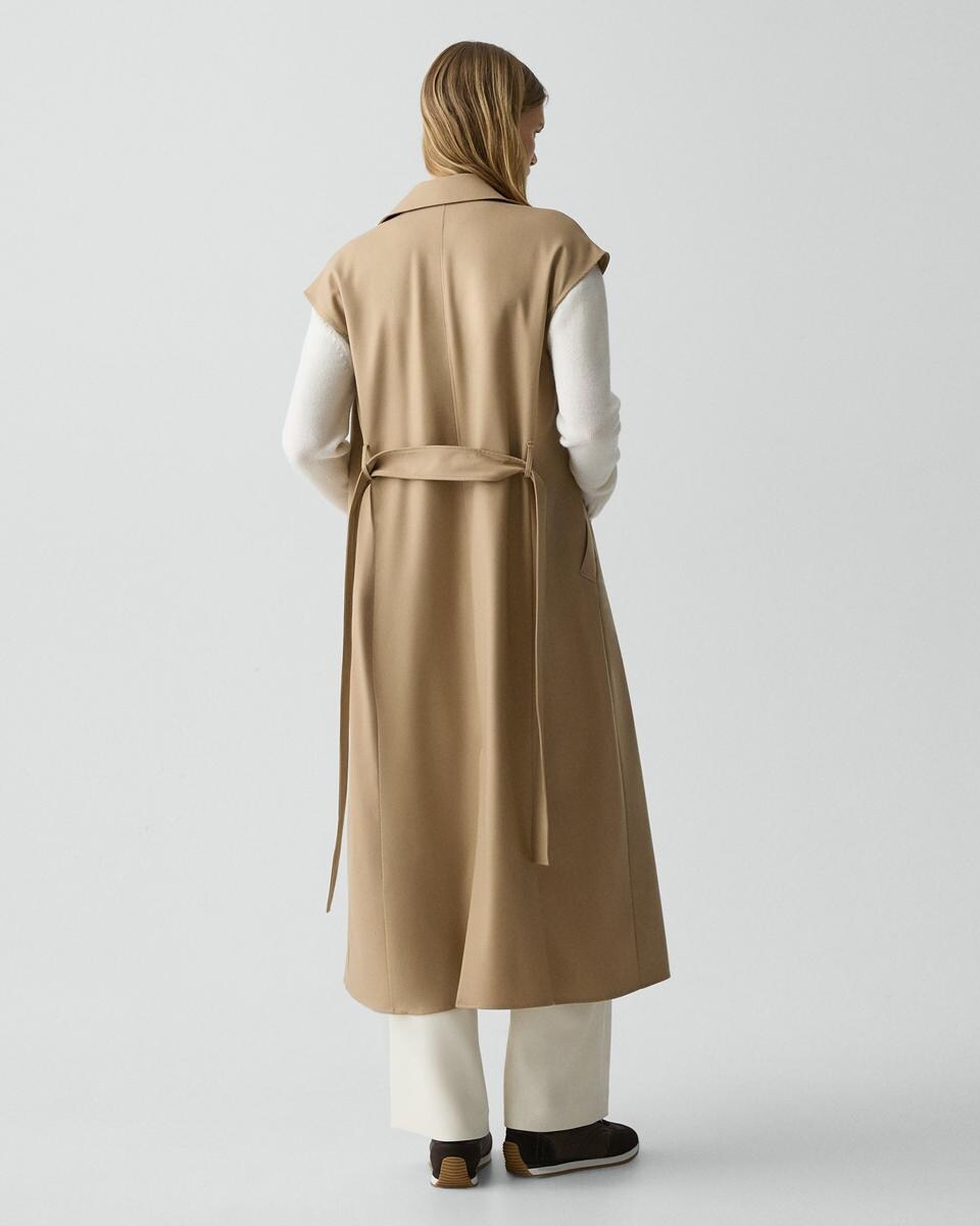 Double-Breasted Belt Dress in Wool-Blend Flannel