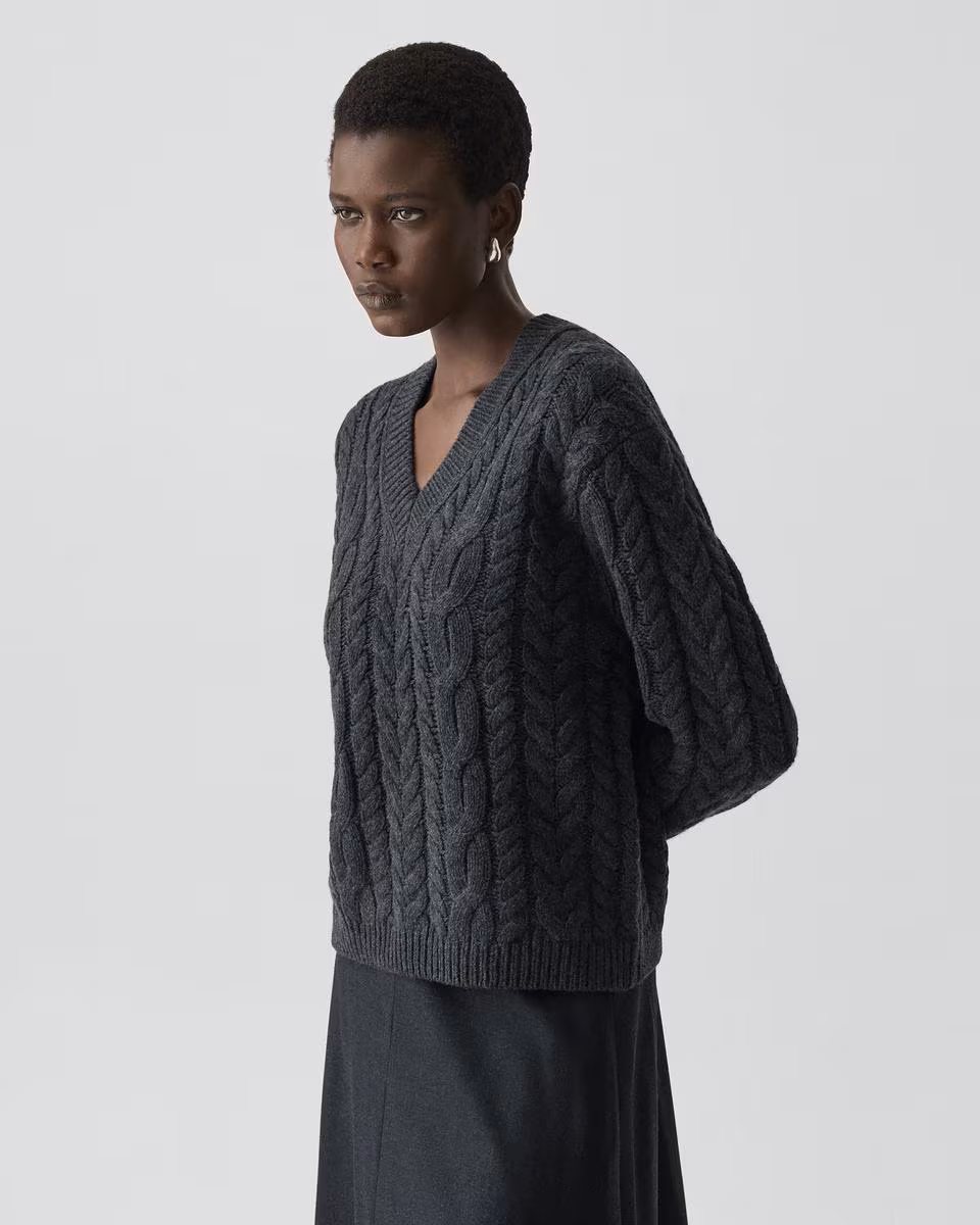 Cable-Knit Sweater in Felted Wool-Cashmere