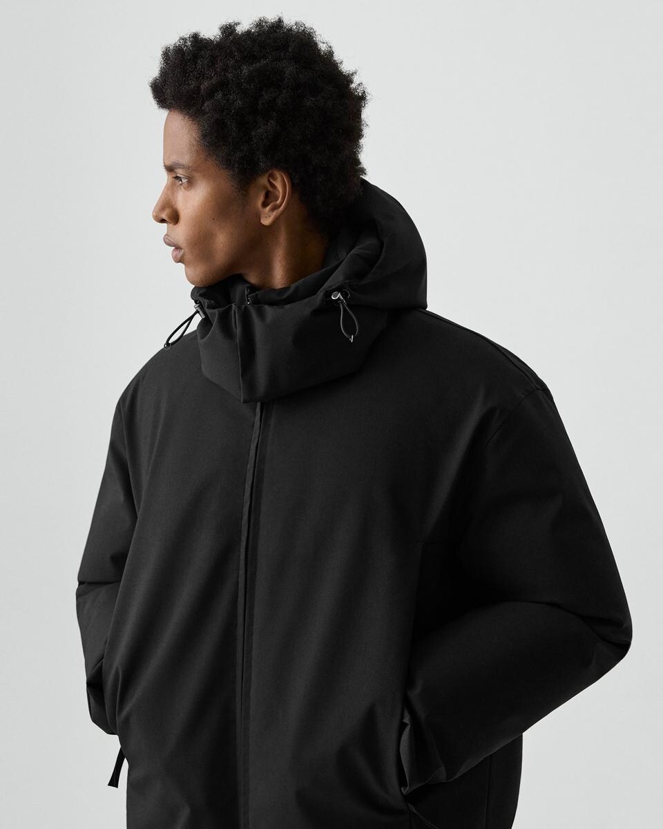 Hooded Jacket in Bonded Wool-Blend