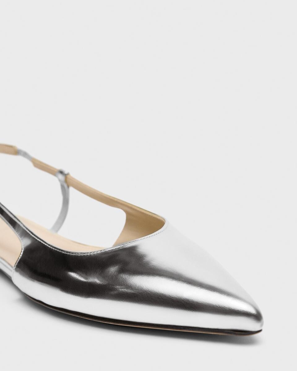 Slingback Flat in Metallic Leather
