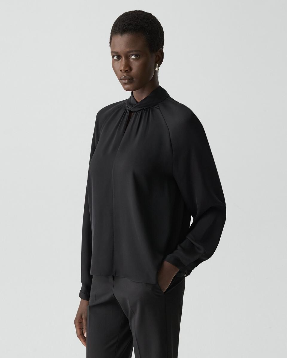 Twist Neck Top in Silk Georgette