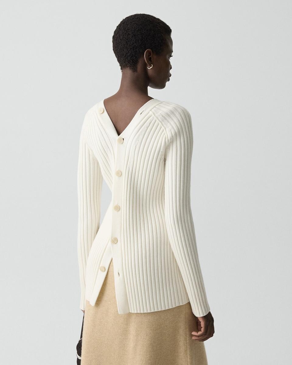 Button-Back Cardigan in Merino Wool