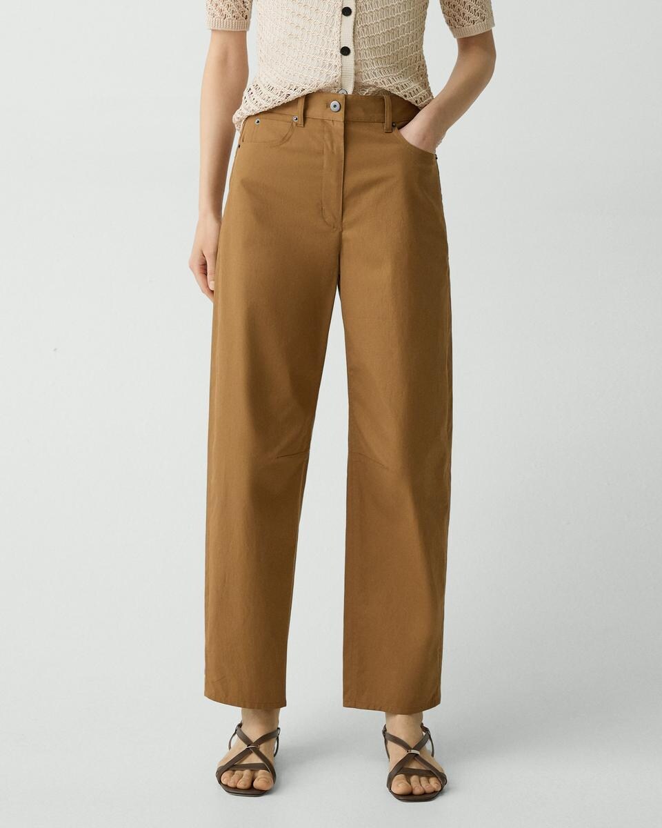 Cropped Barrel Pant in Cotton Twill