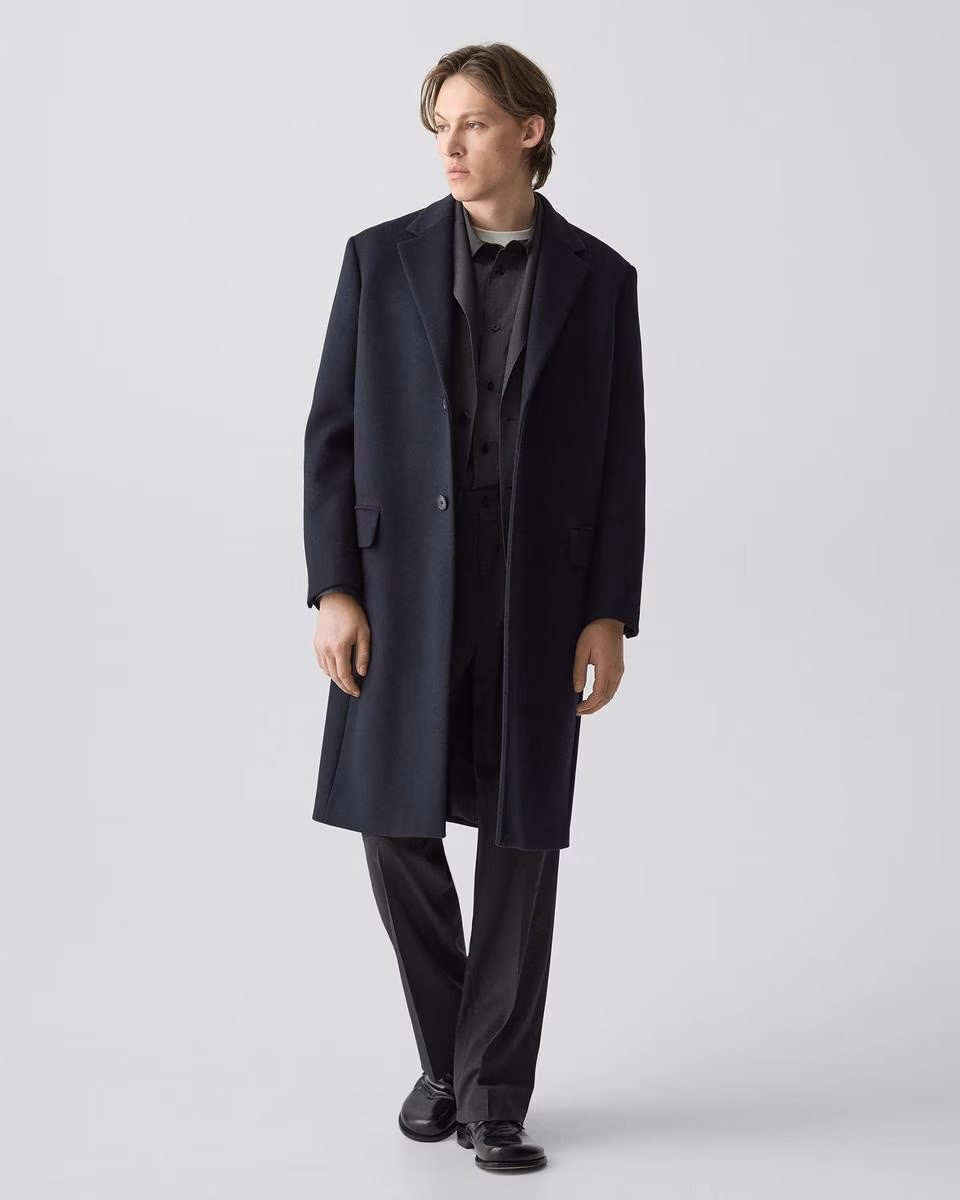 Two-Button Coat in Plush Melton