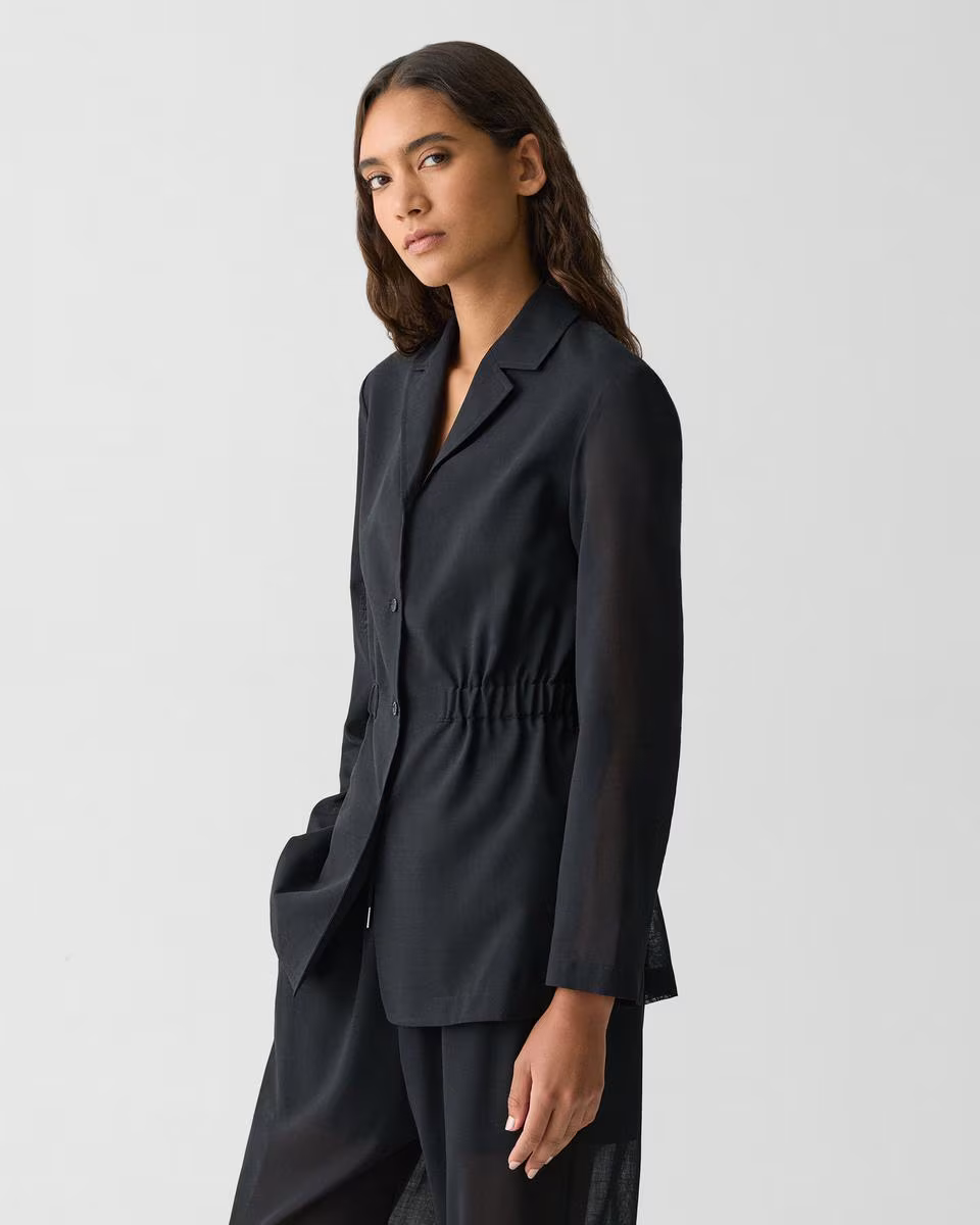 Cinch Waist Jacket in Airy Shirting