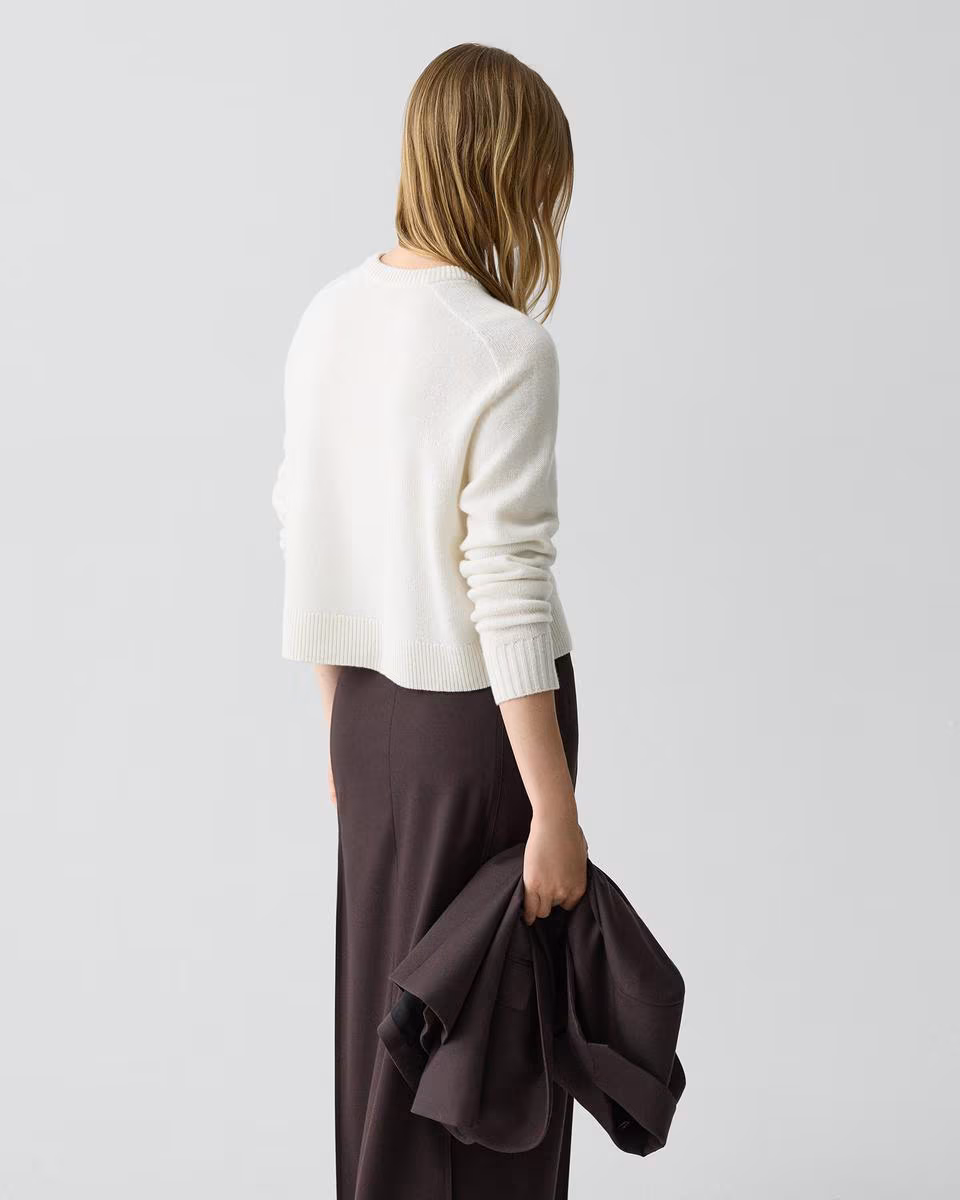 Cropped Crewneck Sweater in Cashmere
