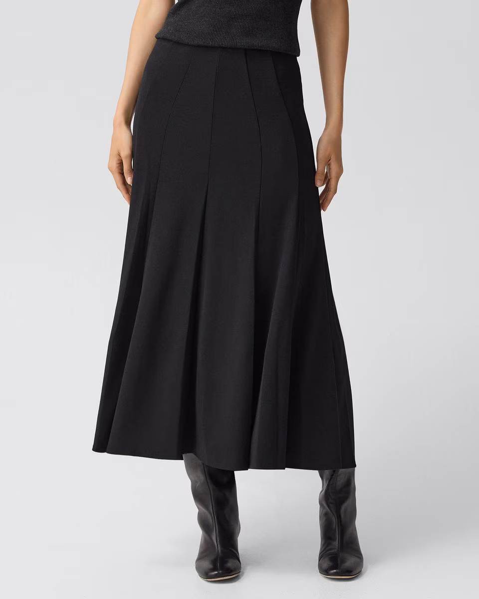 Fluted Seam Skirt in Crepe Jersey