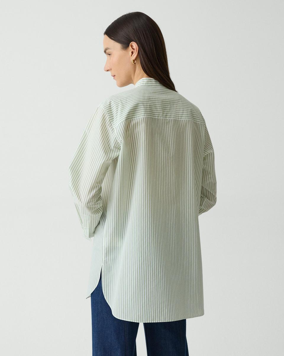 Tuxedo Shirt in Striped Cotton-Blend