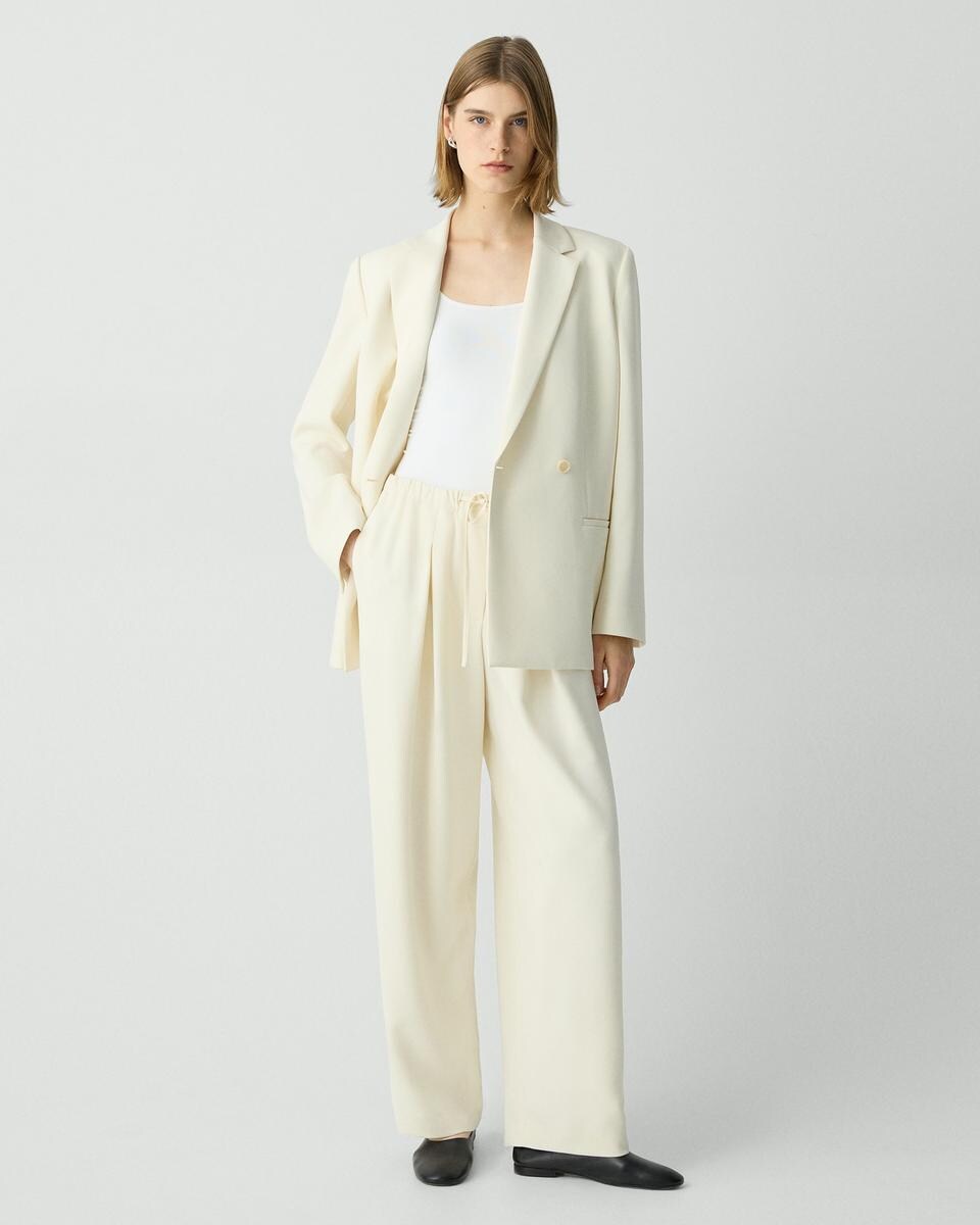 Pleated Pull-On Pant, 30'' in Admiral Crepe