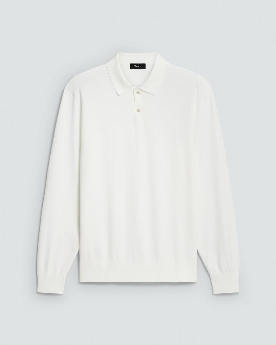 Goris Long-Sleeve Polo Shirt in Light Bilen