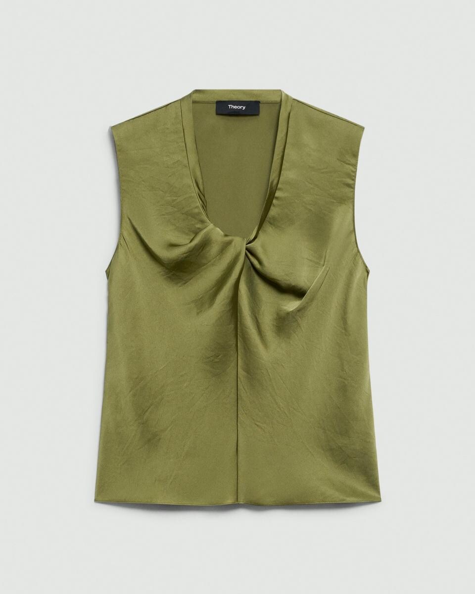 Twist Neck Blouse in Crushed Satin