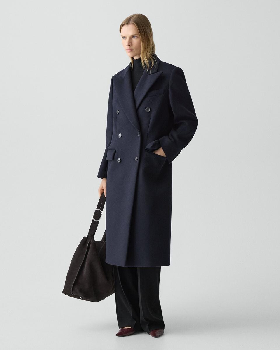 Double-Breasted Peacoat in Plush Melton