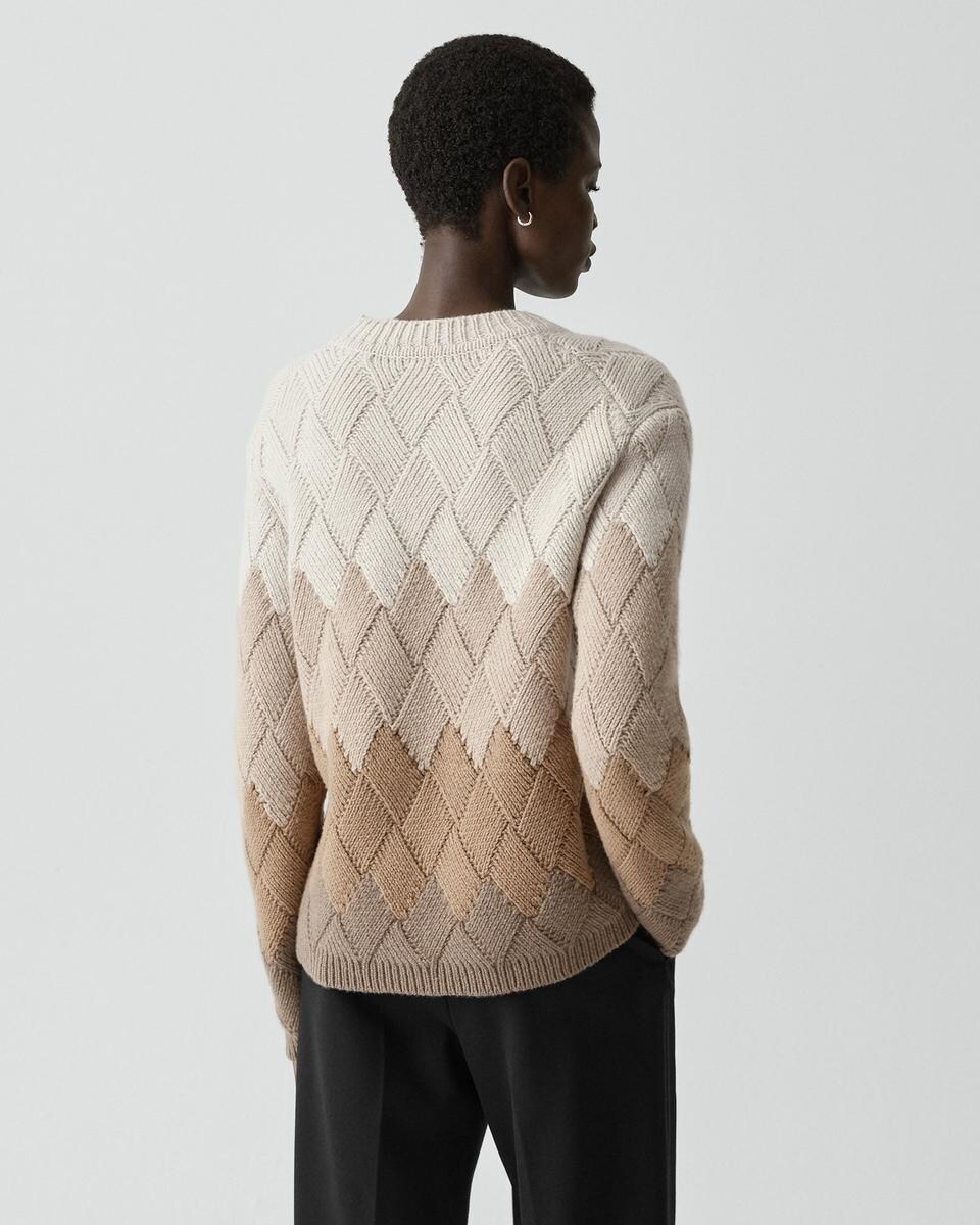 Diamond Weave Sweater in Felted Wool-Cashmere