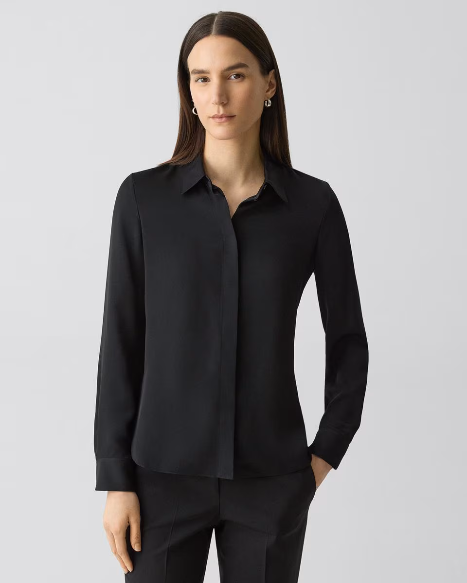 Fitted Shirt in Silk Georgette