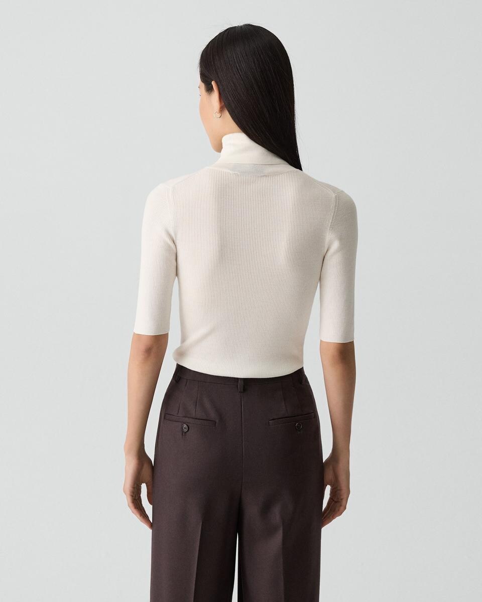 Leenda Short-Sleeve Turtleneck in Regal Wool