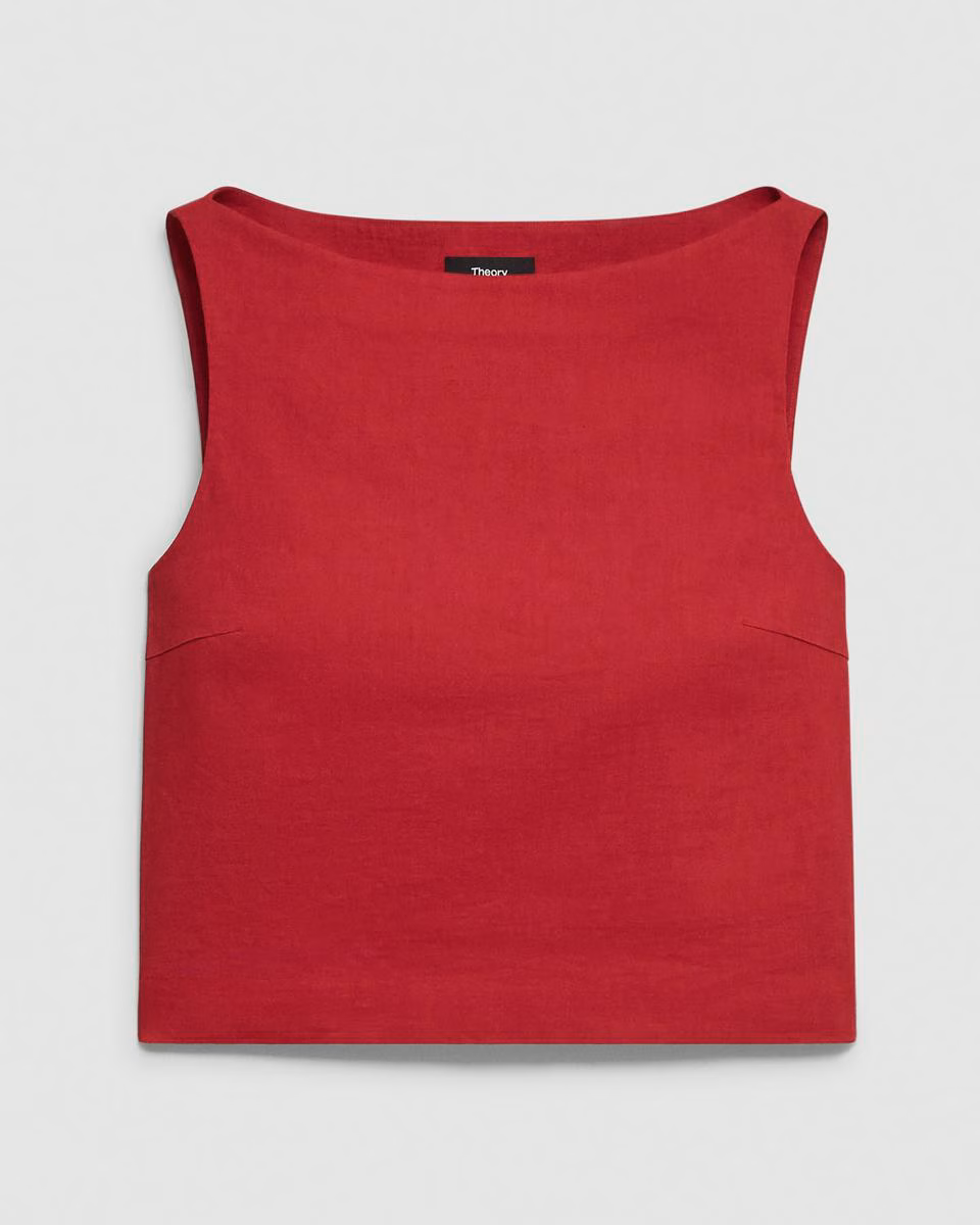 Sleeveless Boatneck Top in Good Linen