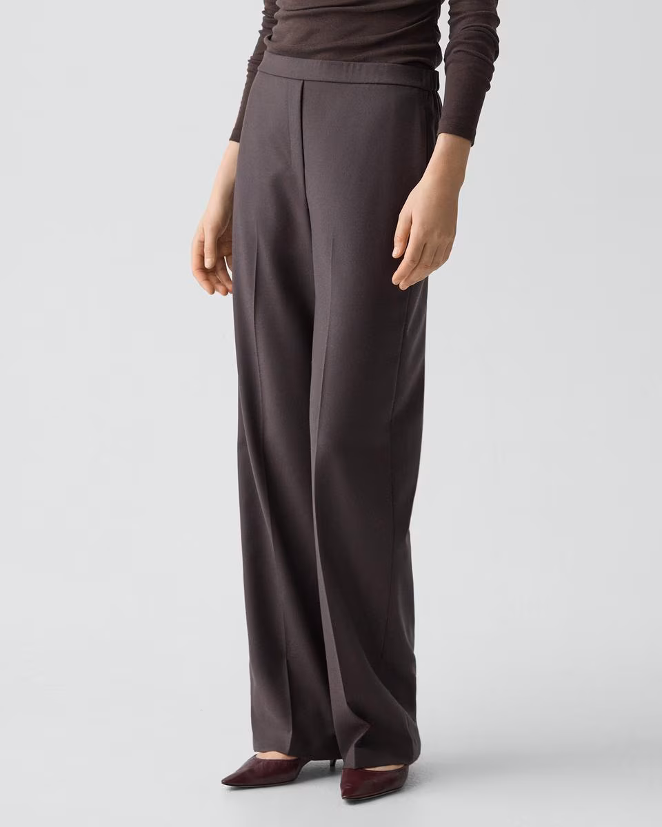 Wide-Leg Pull-On Pant in Sleek Flannel