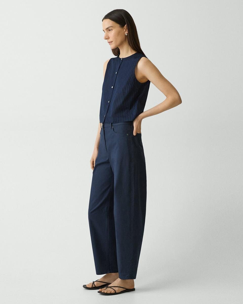 Cropped Barrel Pant in Cotton Twill