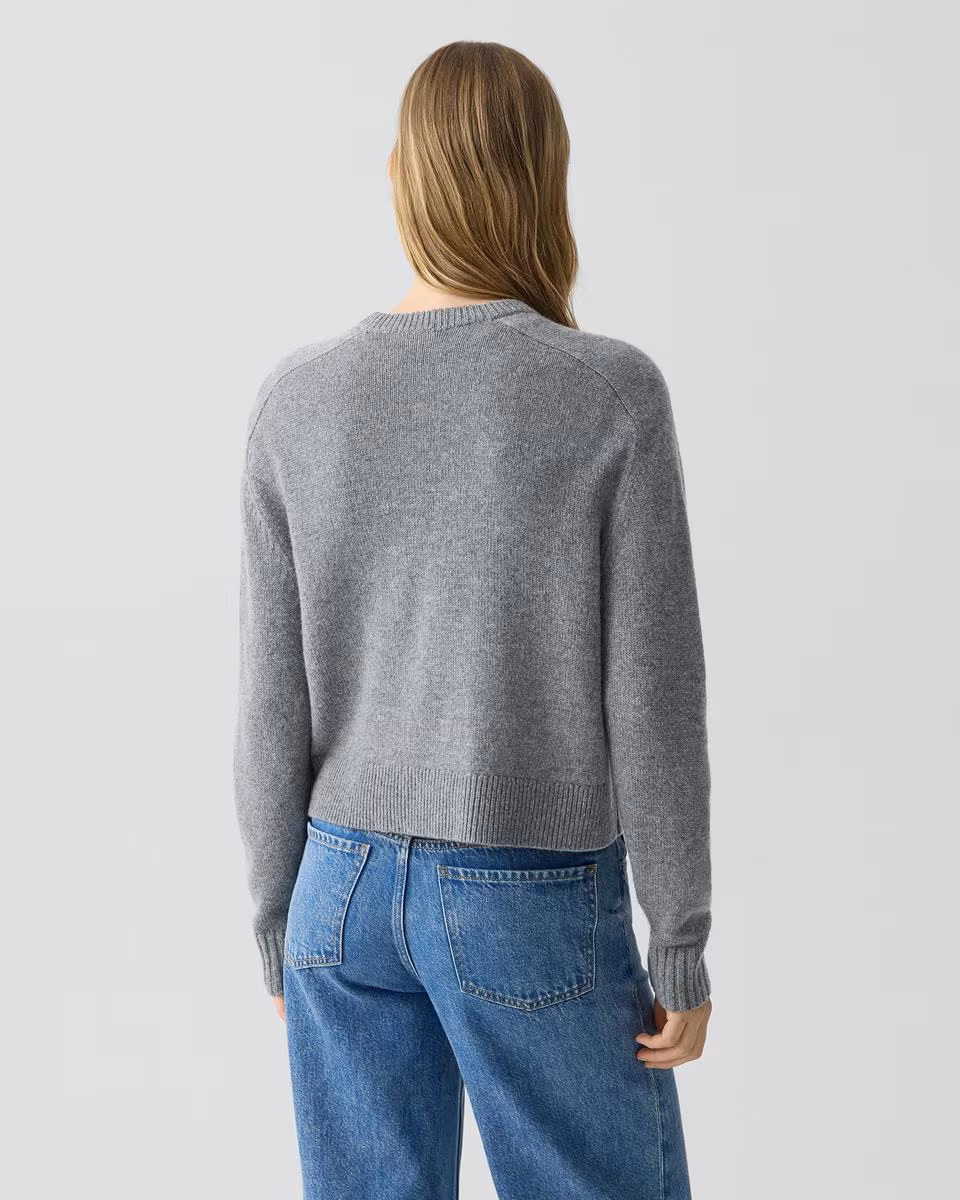 Cropped Crewneck Sweater in Cashmere