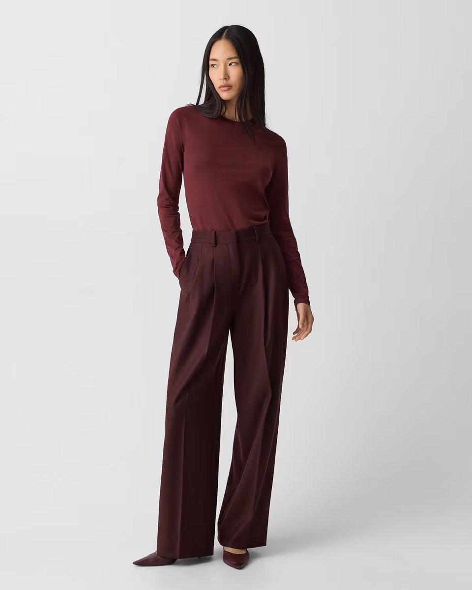Double Pleat Pant, 33'' in Sleek Flannel