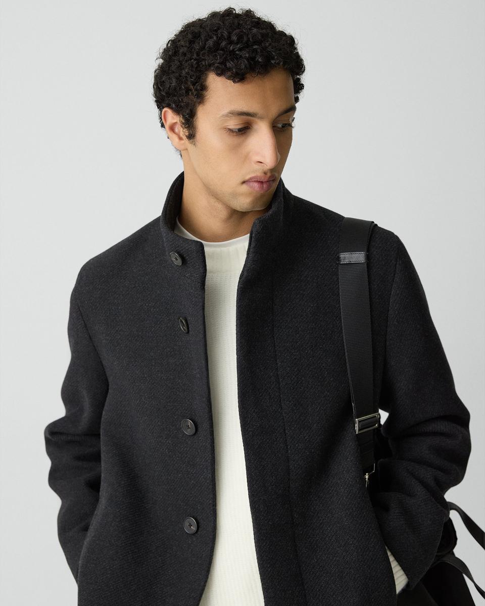 Belvin Coat in Textured Wool-Blend Melton