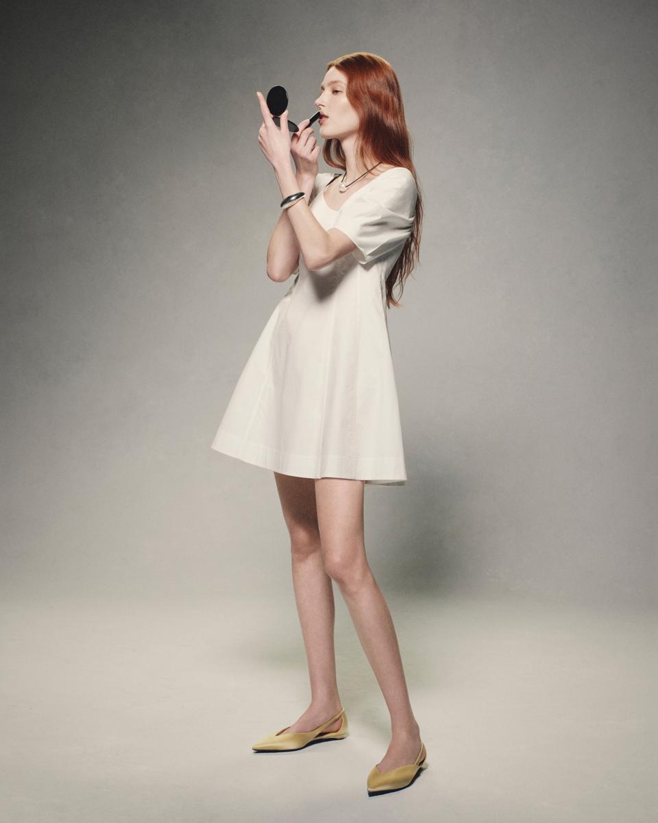 Puff Sleeve Mini Dress in City Poplin