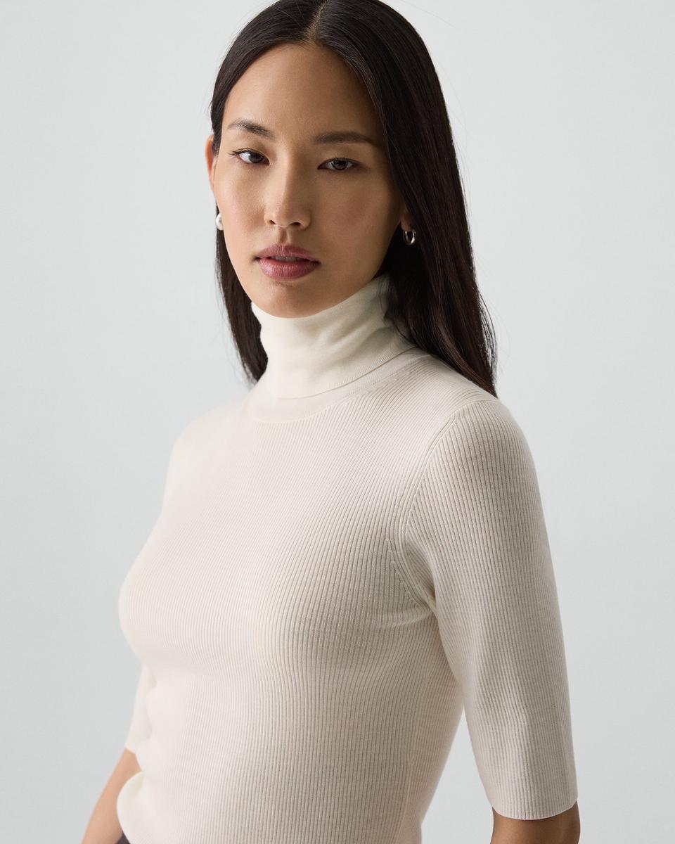 Leenda Short-Sleeve Turtleneck in Regal Wool