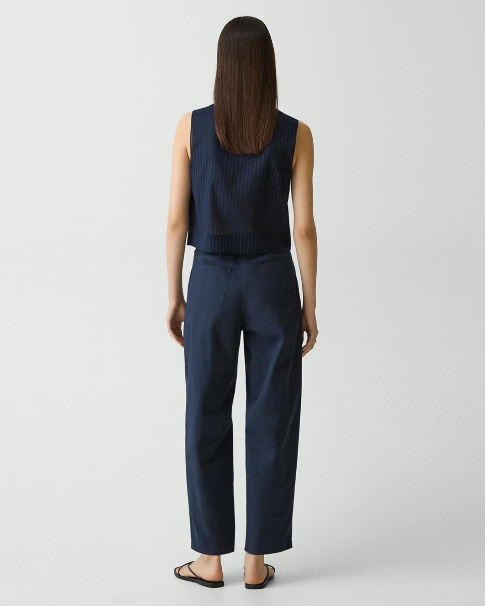 Cropped Barrel Pant in Cotton Twill